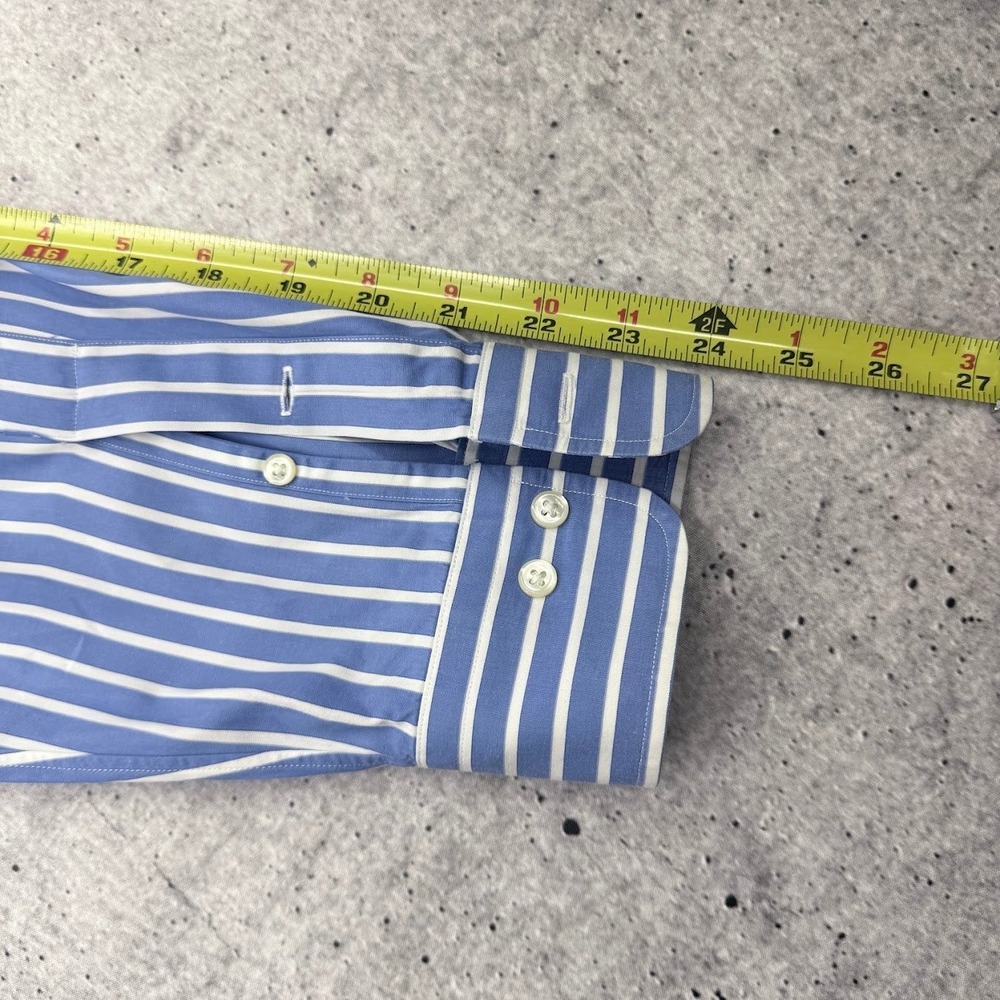 Vintage Polo Ralph Lauren Curham Button Up Blue White Stripes Mens 16.5 32/33 - Picture 9 of 11